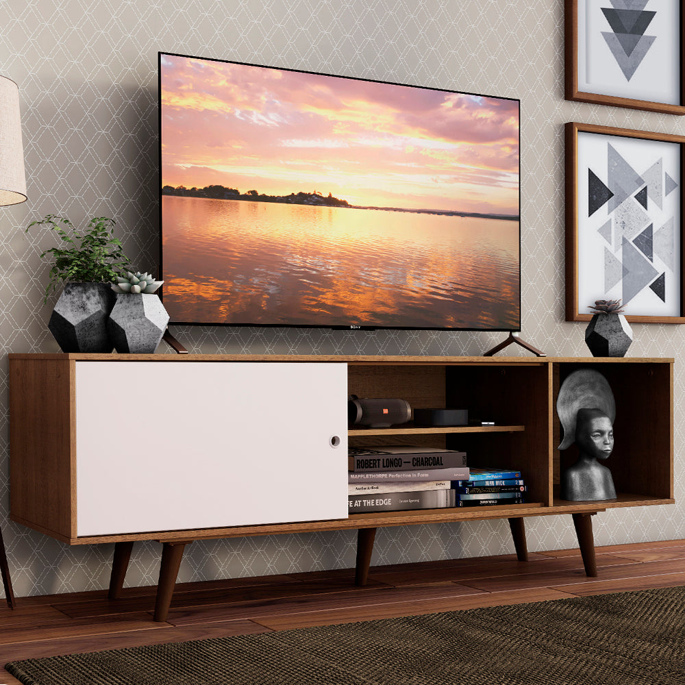Mueble para TV Dubai hasta 65" con Patas Marrón/Blanco