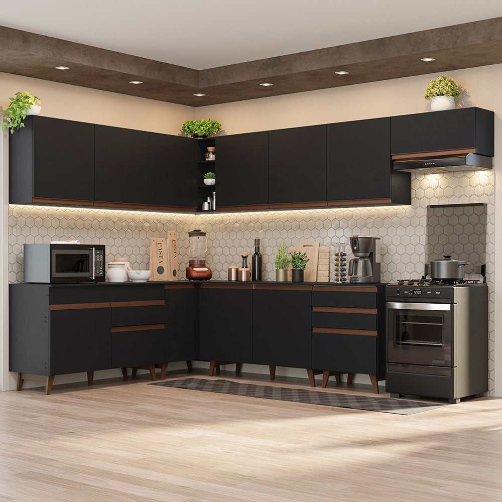 Cocina Integral Esquinera 512cm Reims Negro 01