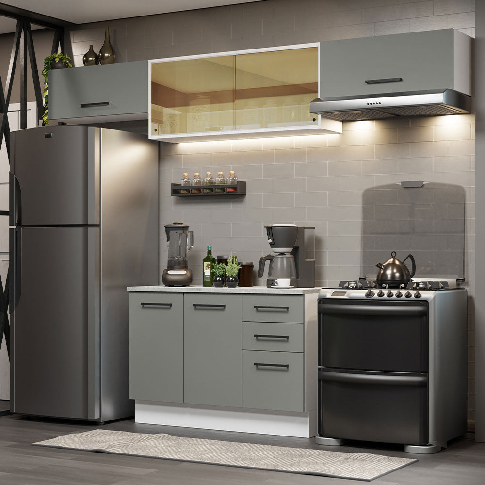 Cocina Integral 280cm Blanco/Gris Agata 04