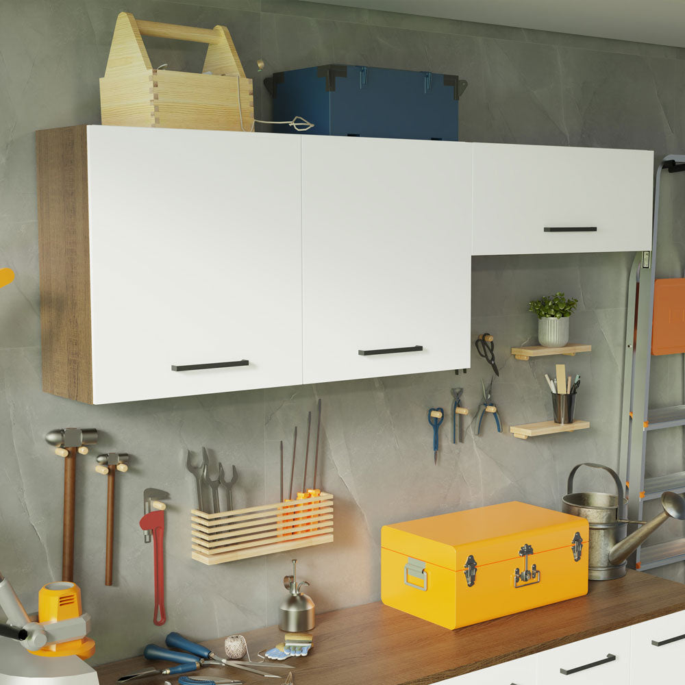 Kit con 2 Gabinetes superiores 3 Puertas Marrón/Blanco Agata