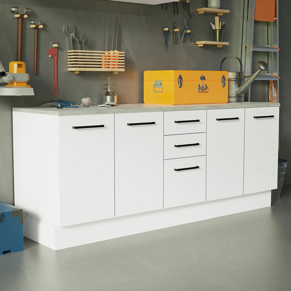 Kit con 2 Gabinetes Bajos 4 Puertas 3 Cajones Blanco Agata