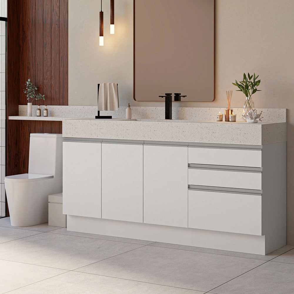Gabinete para Baño 180cm 3 Puertas 3 Cajones Blanco