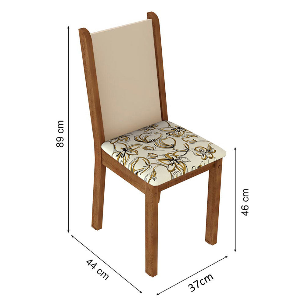 Kit 6 Sillas de Comedor 4291 Marrón/Crema/Lírio Beige
