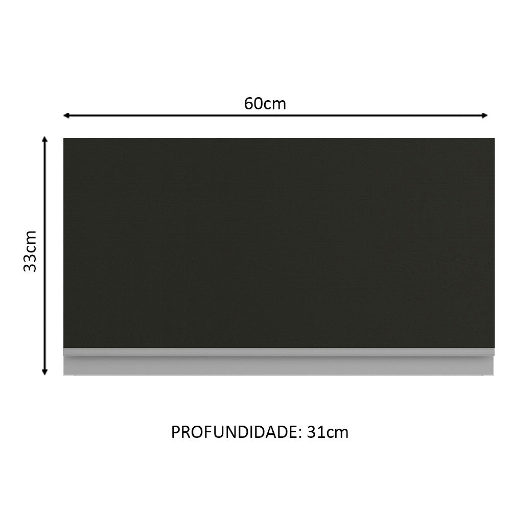 Gabinete Superior 60 cm 1 Puerta Abatible Glamy Marrón/Negro