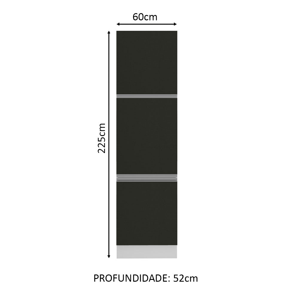 Mueble Despensa 60 cm 3 Puertas Glamy Blanco/Negro