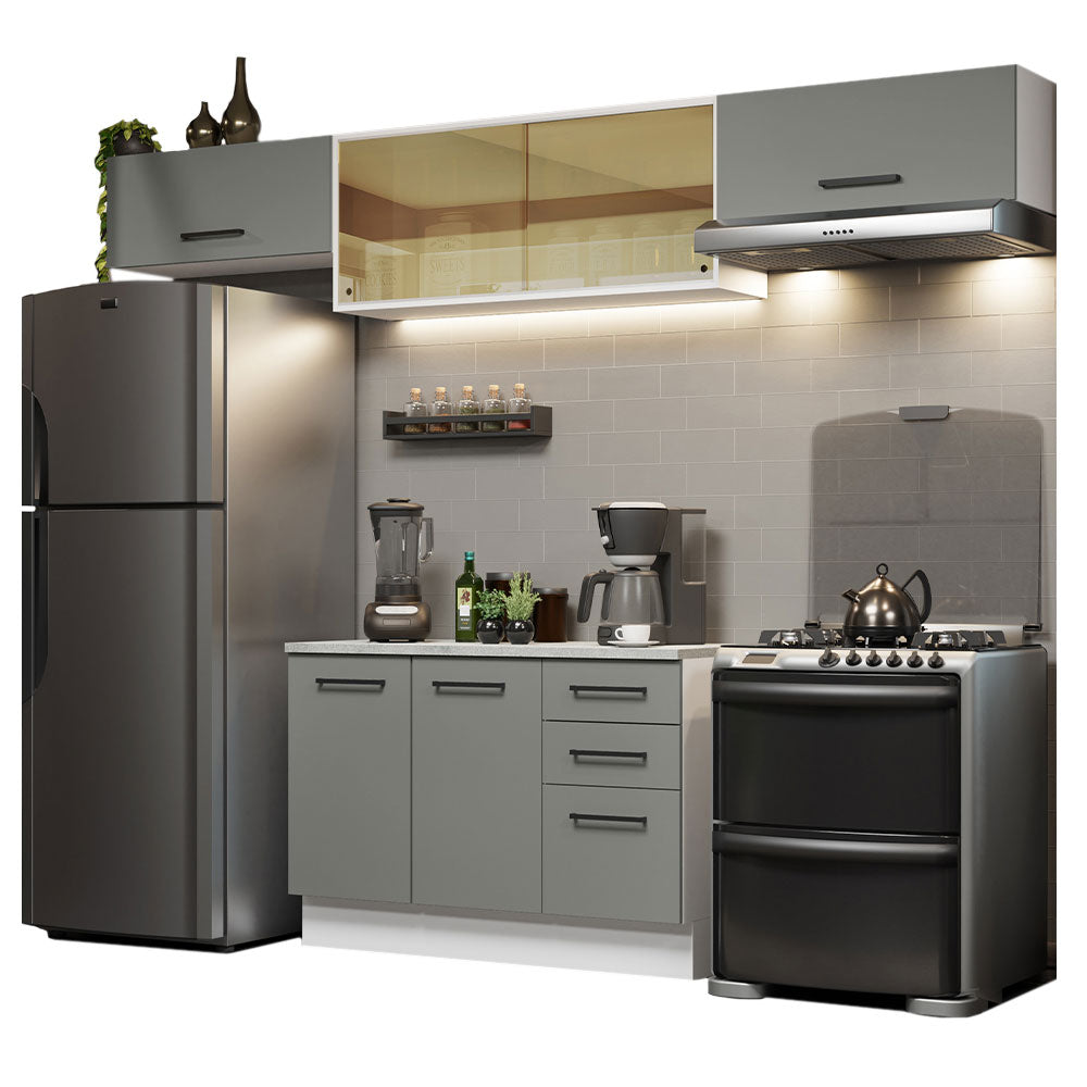 Cocina Integral 280cm Blanco/Gris Agata 04