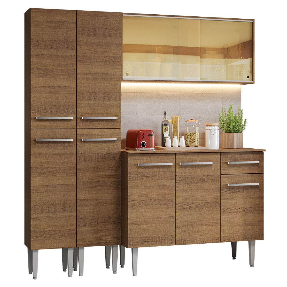 Cocina Compacta 169cm Marrón Emilly Madesa 09