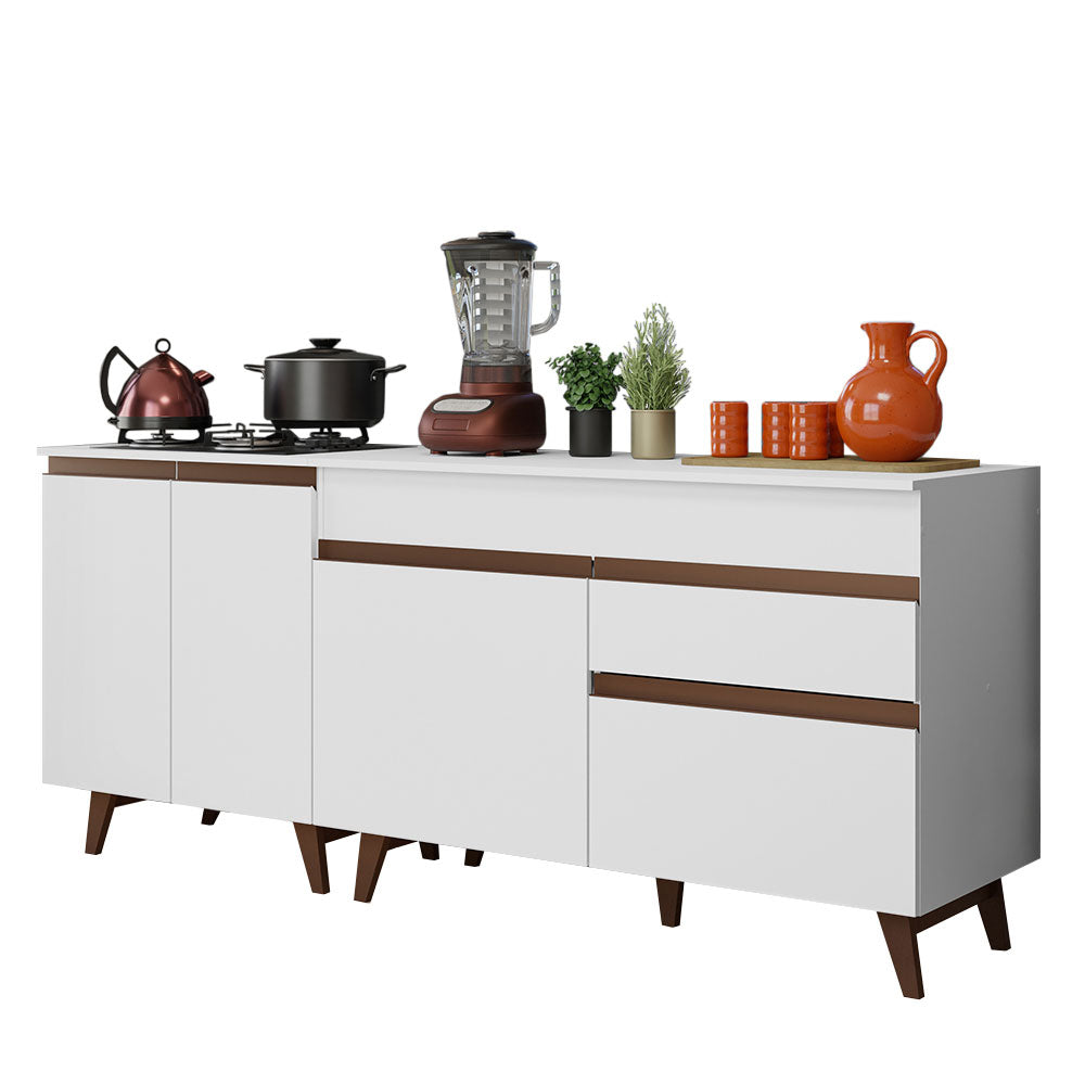 Kit con 2 Gabinetes de Cocina Reims 4 Puertas 1 Cajón (Con Encimera) Blanco