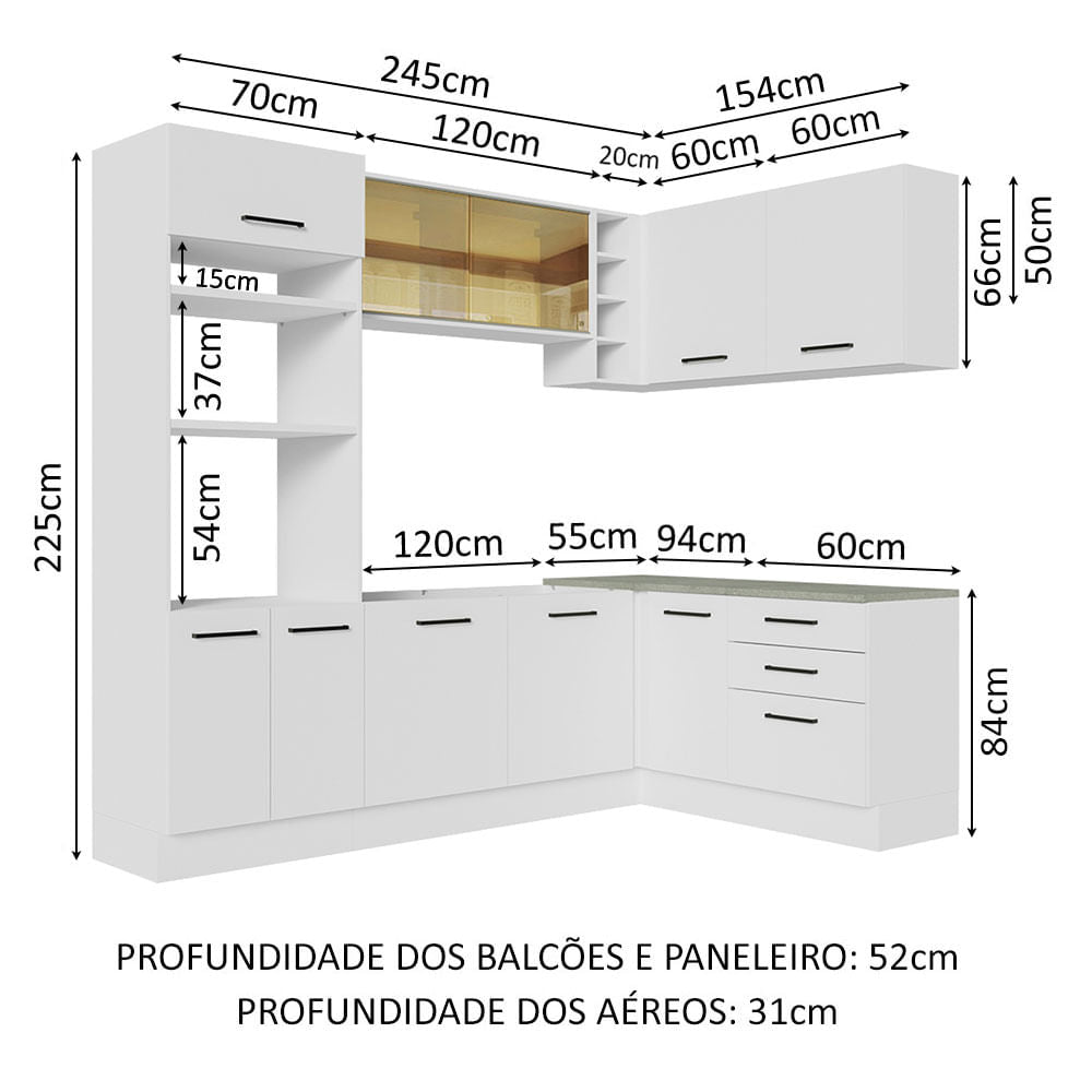Cocina Integral Esquinera 399cm Blanco Agata 01