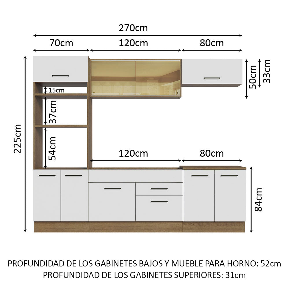 Cocina Integral 270cm Marrón/Blanco Agata 03