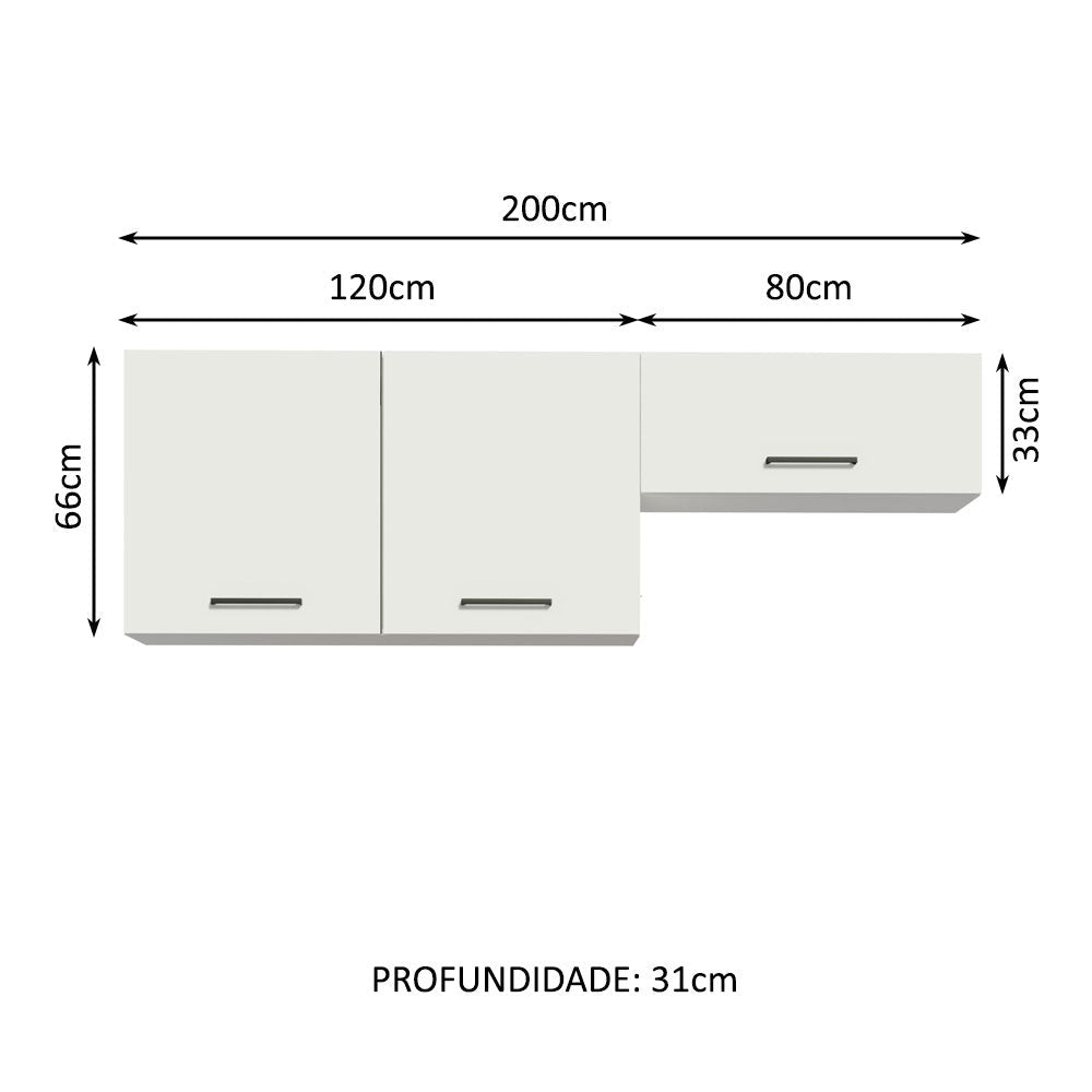 Kit con 2 Gabinetes superiores 3 Puertas Blanco Agata