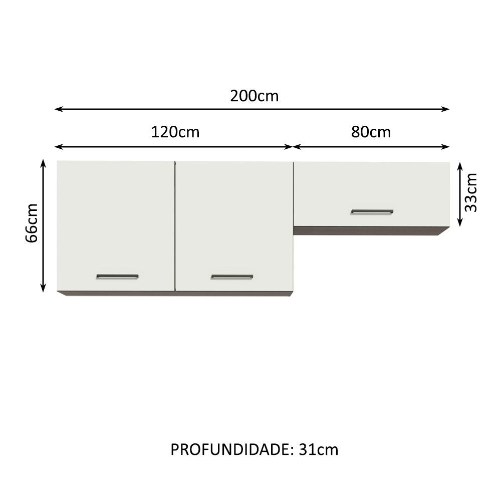 Kit con 2 Gabinetes superiores 3 Puertas Marrón/Blanco Agata