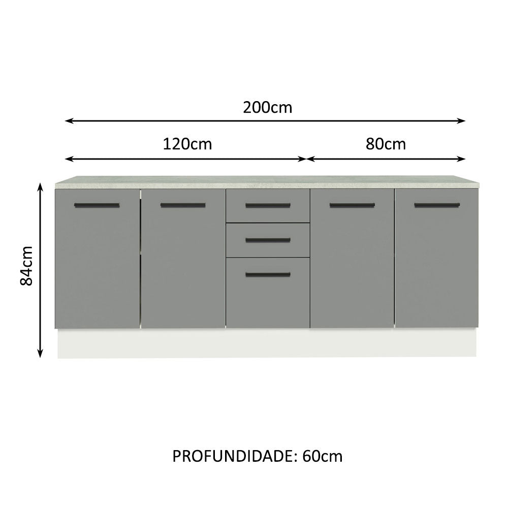 Kit con 2 Gabinetes Bajos 4 Puertas 3 Cajones Blanco/Gris Agata