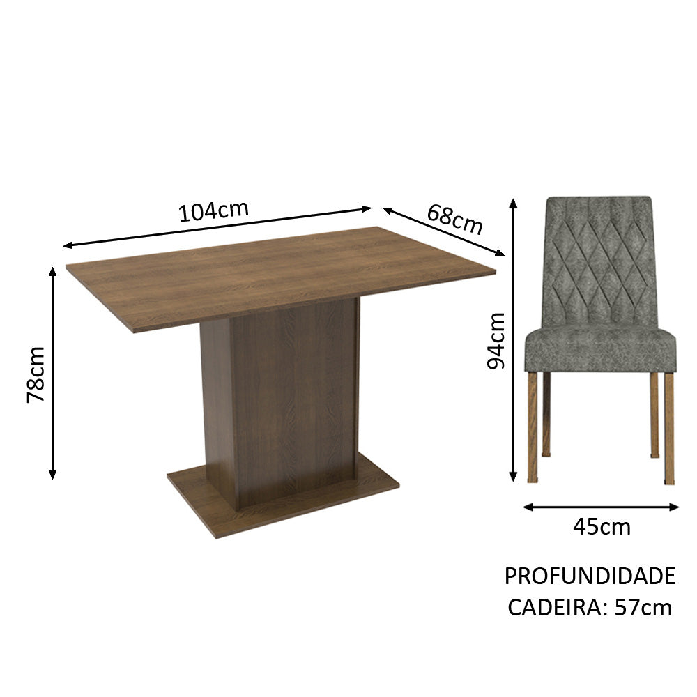 Juego de Comedor Mesa con Encimera y 2 Sillas Marrón/Silver Tainá