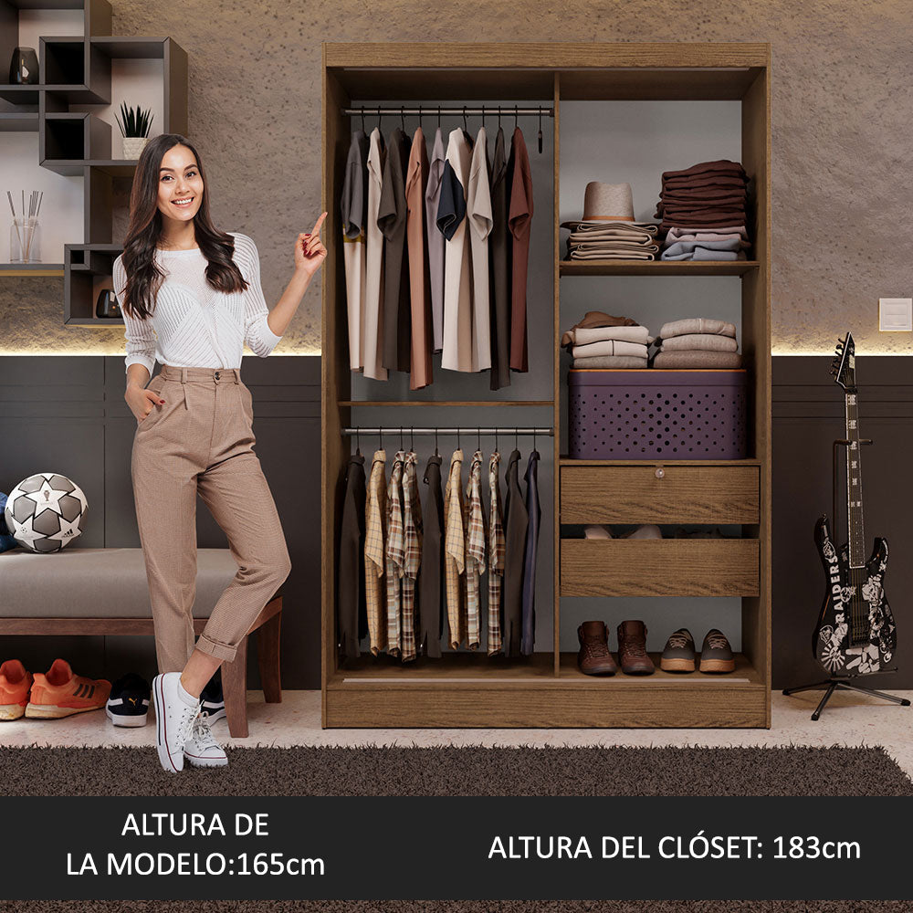 Ropero Luke 2 Puertas Corredizas 2 Cajones