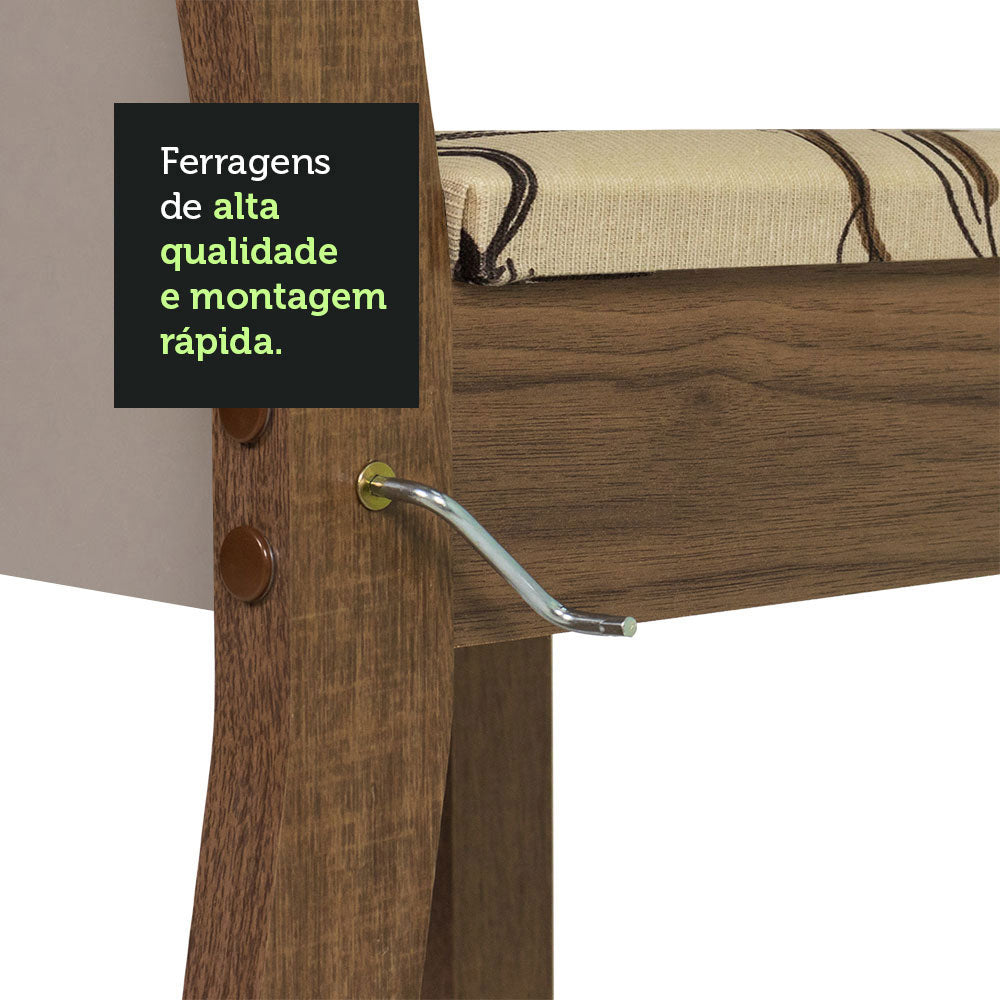 Kit 6 Sillas de Comedor 4291 Marrón/Crema/Lírio Beige