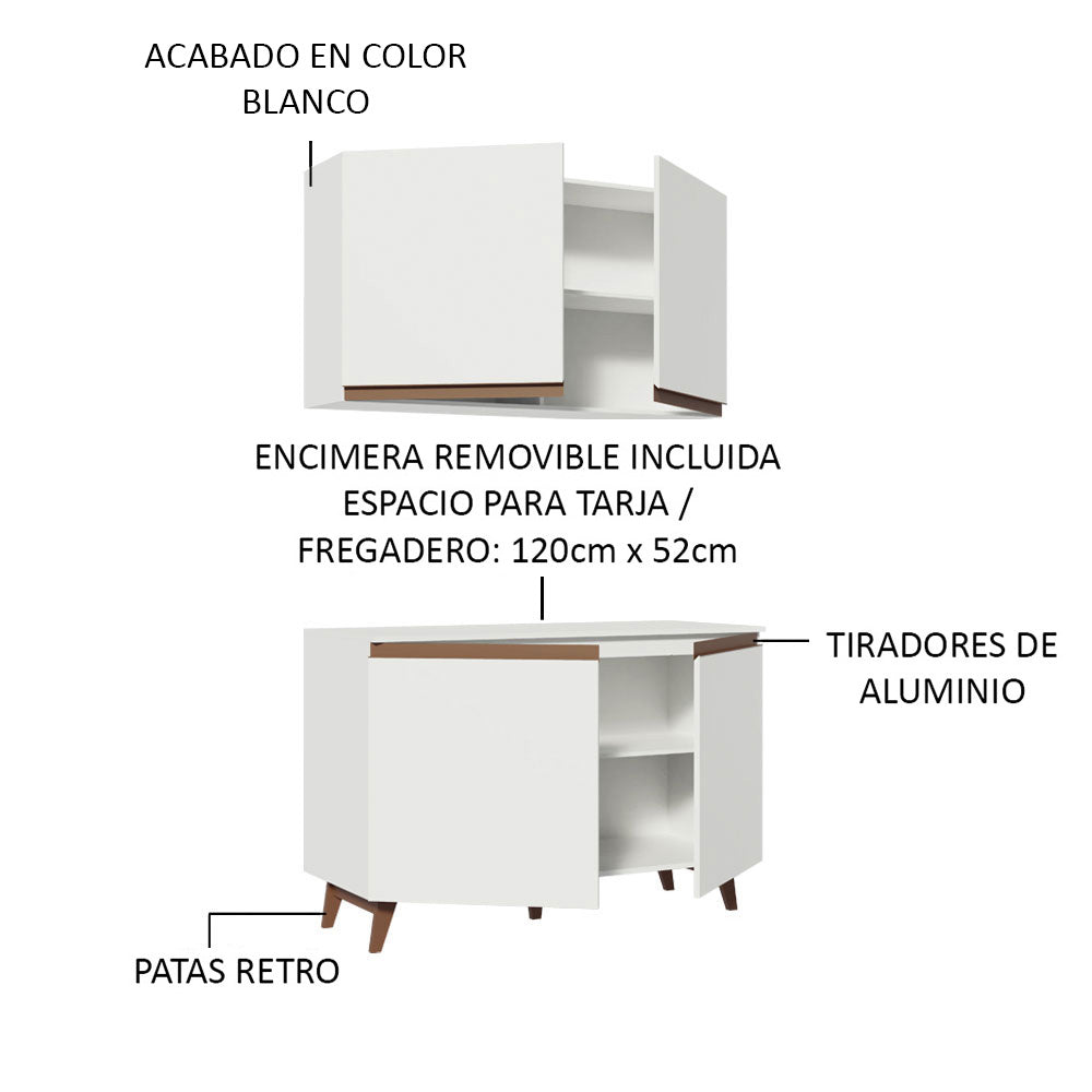 Cocina Integral 120cm Blanco Reims