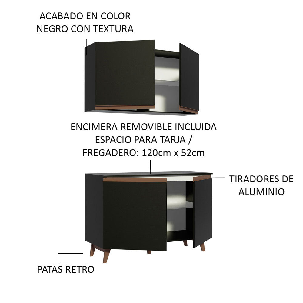 Cocina Integral Reims 120 cm Negro