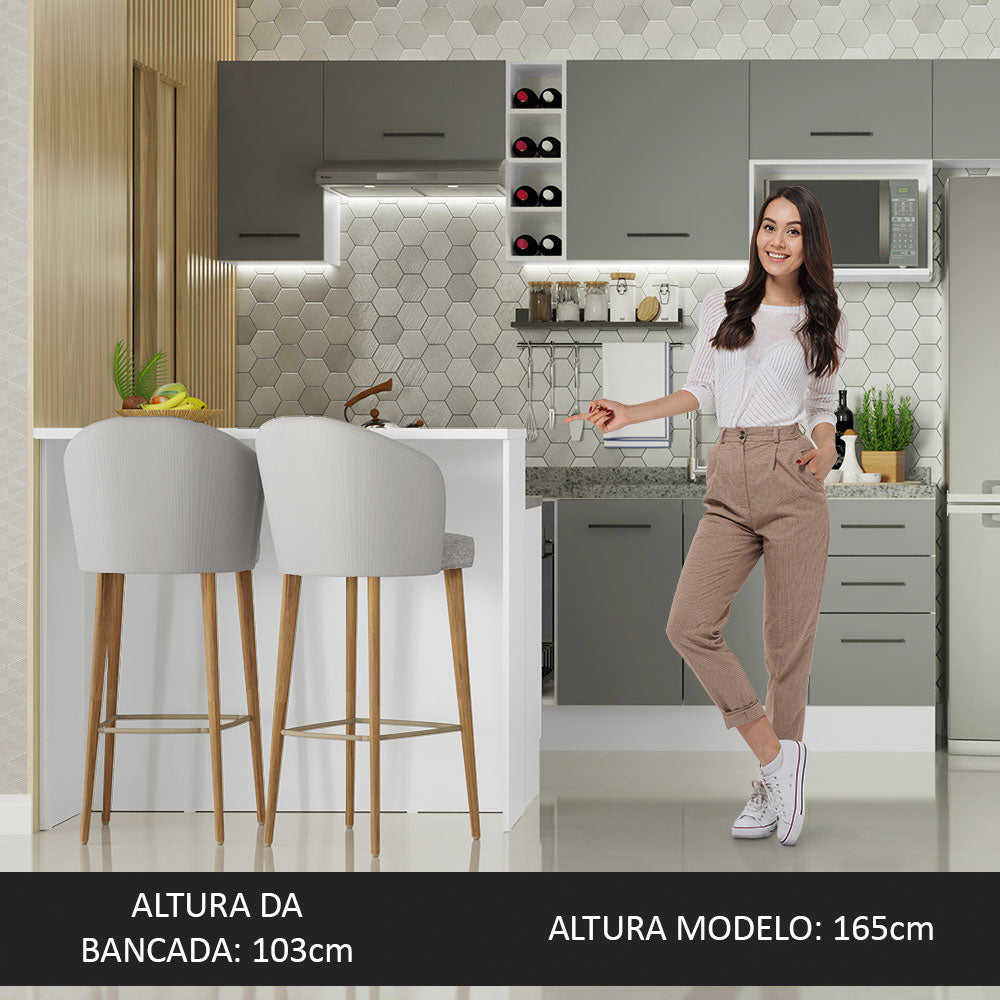 Isla de Cocina con Encimera y Gabinete Bajo 120 cm Blanco/Gris Agata