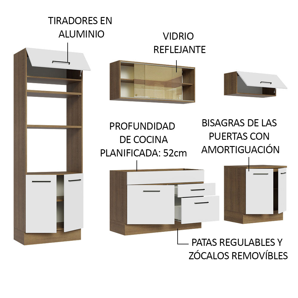 Cocina Integral 270cm Marrón/Blanco Agata 03