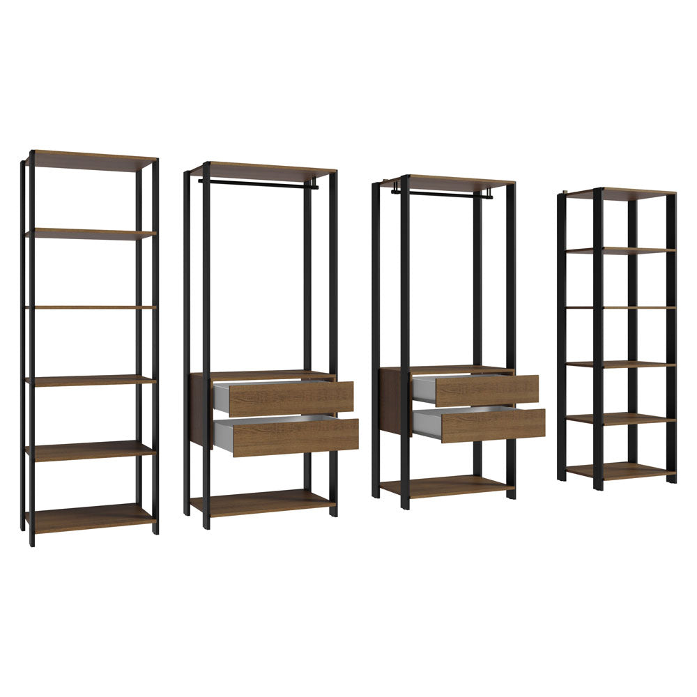Clóset Modulado Valencia 4 Cajones 258cm Marrón/Negro 01