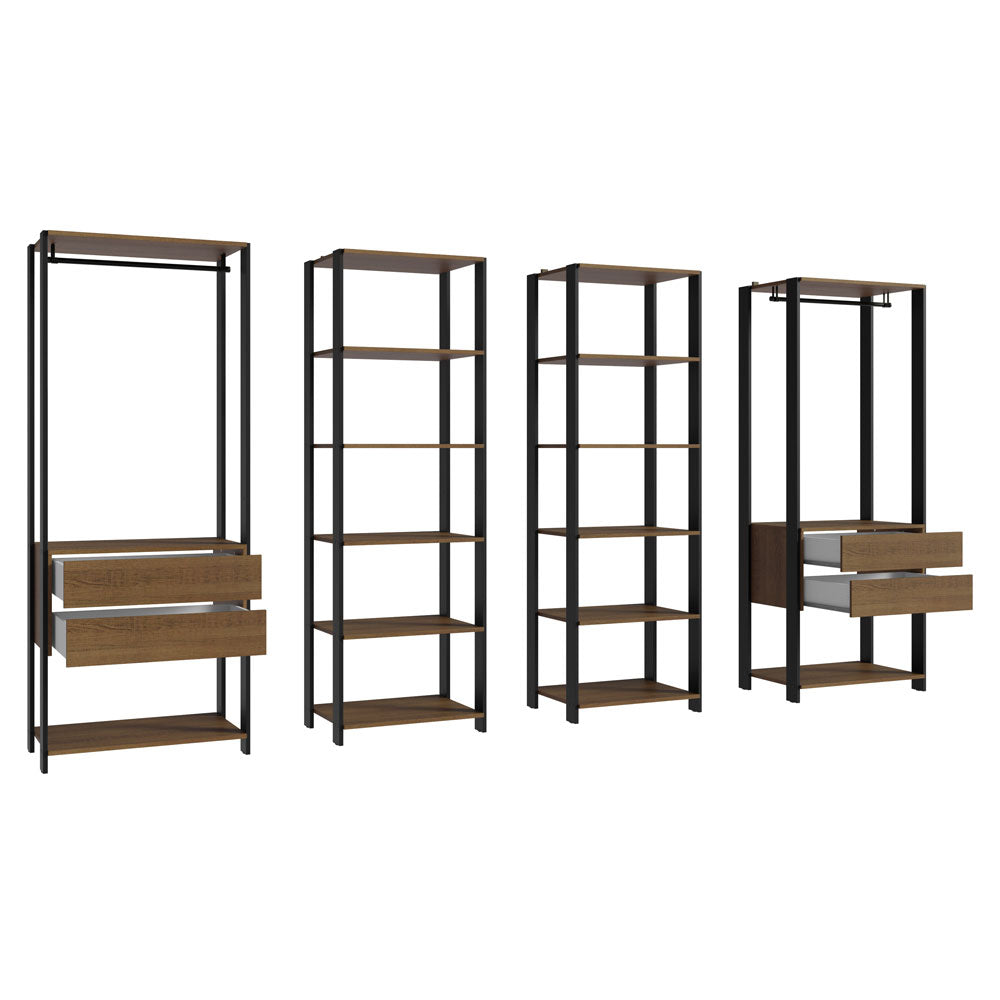 Clóset Modulado Valencia 4 Cajones 258cm Marrón/Negro 02