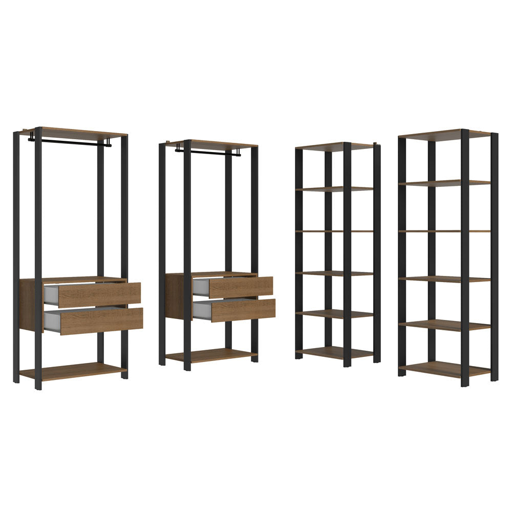 Clóset Modulado Valencia 4 Cajones 358cm Marrón/Negro 03