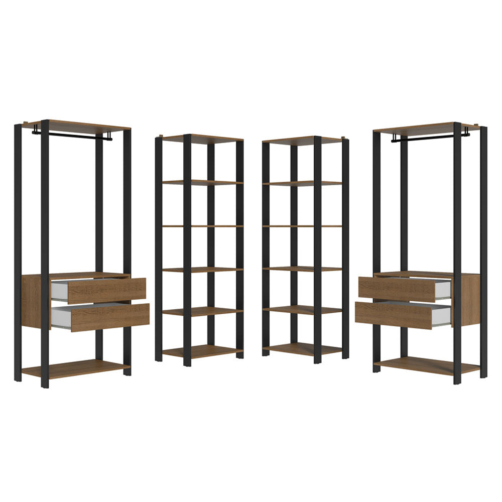 Clóset Modulado Valencia 4 Cajones 358cm Marrón/Negro 04