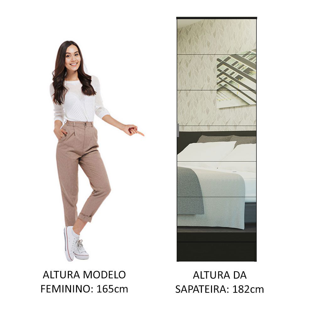 Zapatera Isis 1 Puerta con Espejo Negro