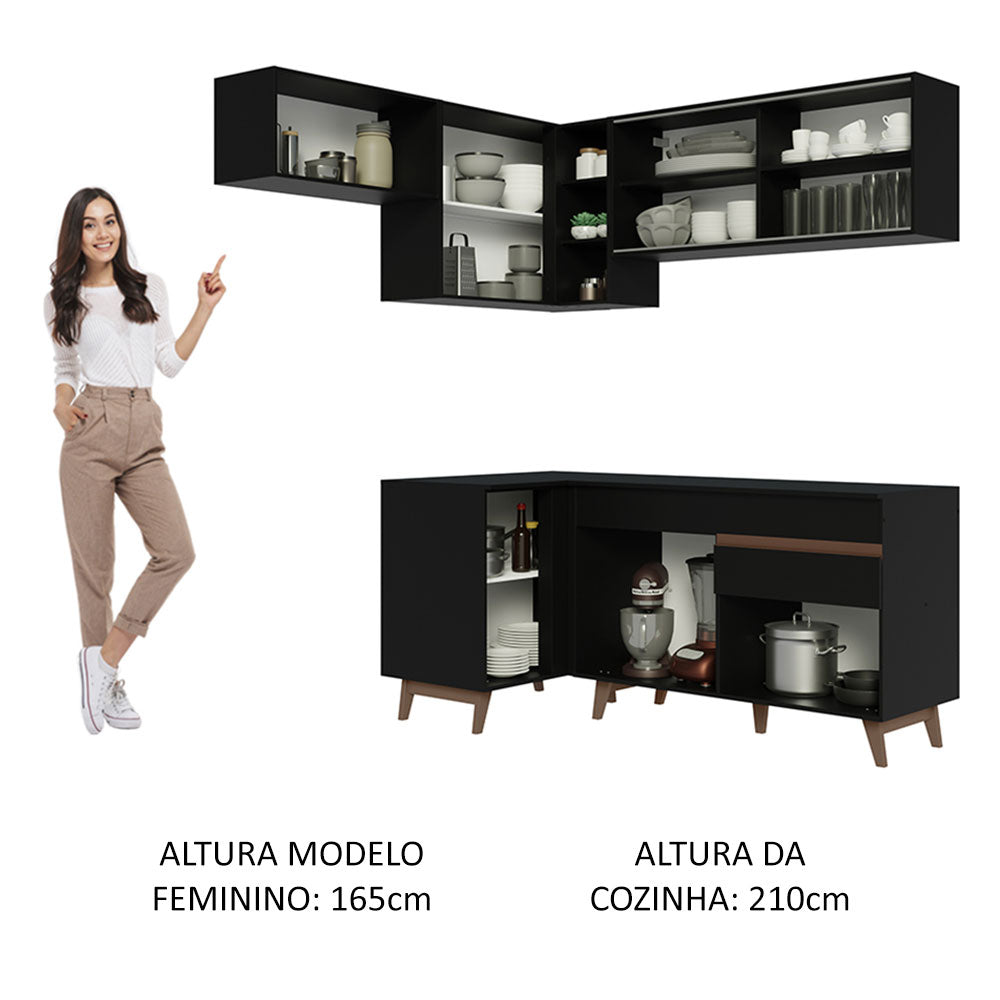 Cocina Integral Esquinera 332cm Negro Reims 03