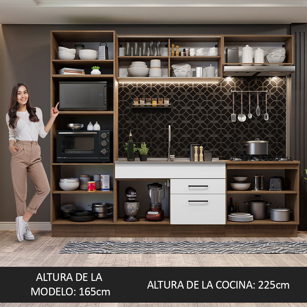 Cocina Integral 270cm Marrón/Blanco Agata 03