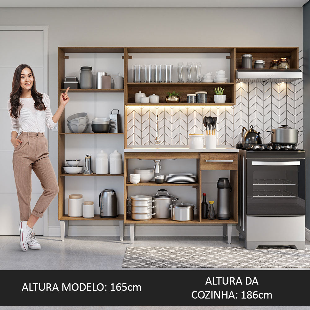 Cocina Integral 229cm con Lavadero Marrón/Gris Emilly 12