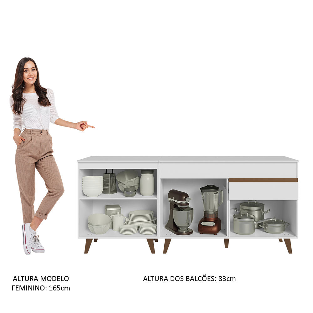 Kit con 2 Gabinetes de Cocina Reims 4 Puertas 1 Cajón (Con Encimera) Blanco