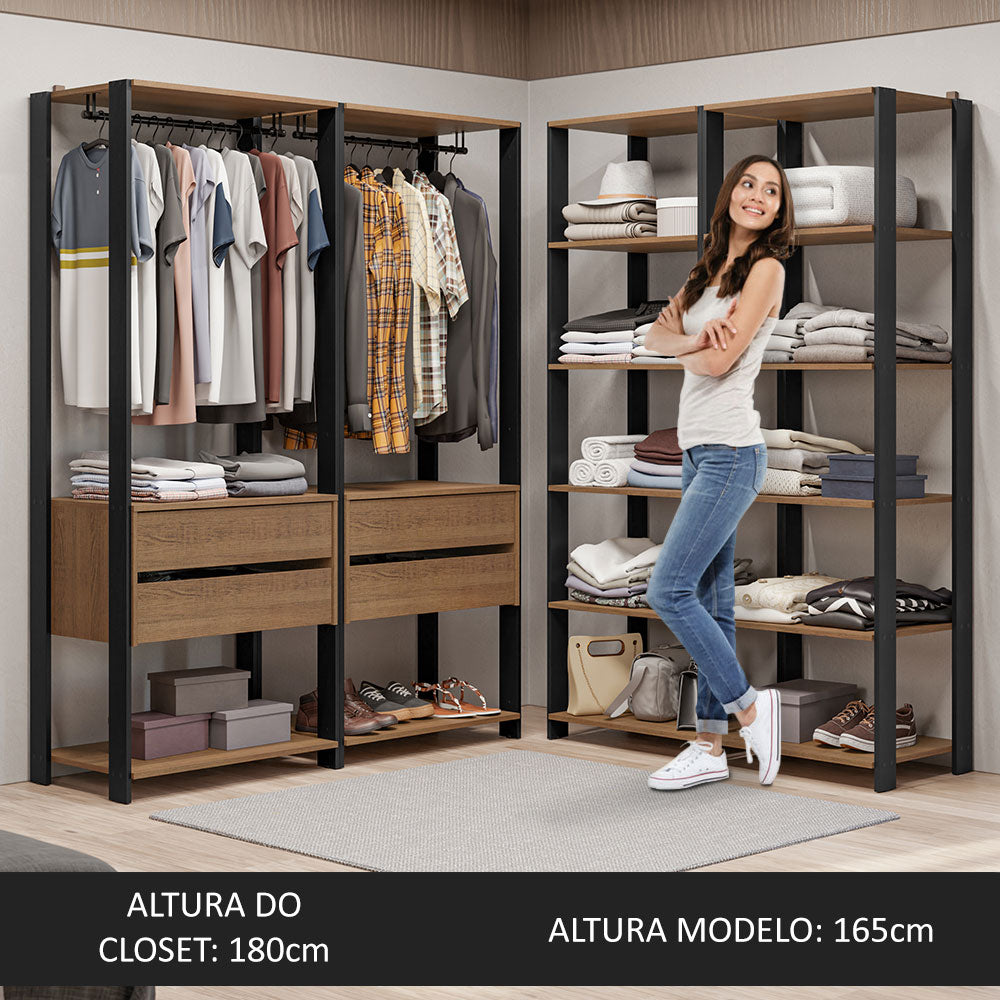 Clóset Modulado Valencia 4 Cajones 358cm Marrón/Negro 03