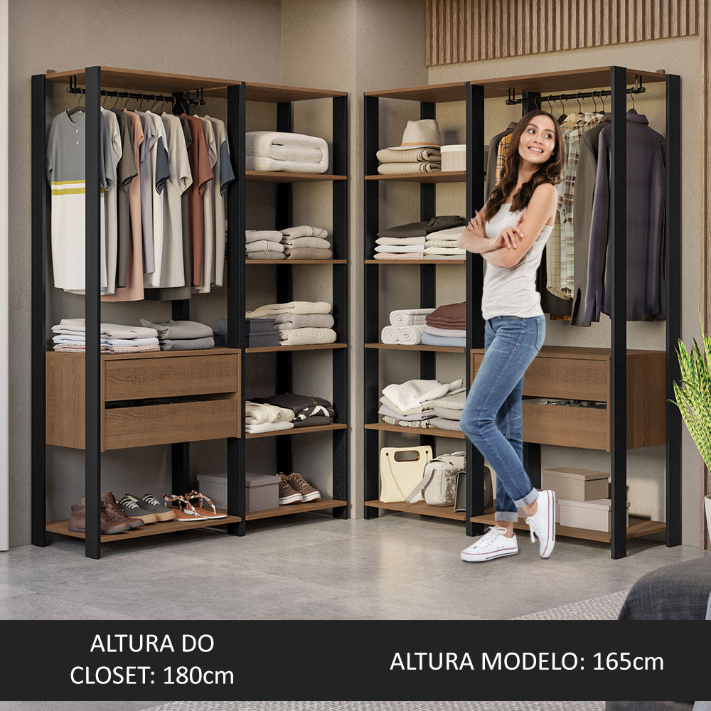 Clóset Modulado Valencia 4 Cajones 358cm Marrón/Negro 04