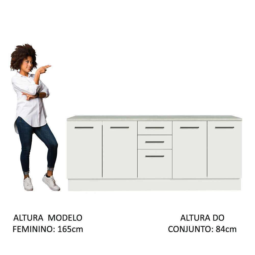 Kit con 2 Gabinetes Bajos 4 Puertas 3 Cajones Blanco Agata