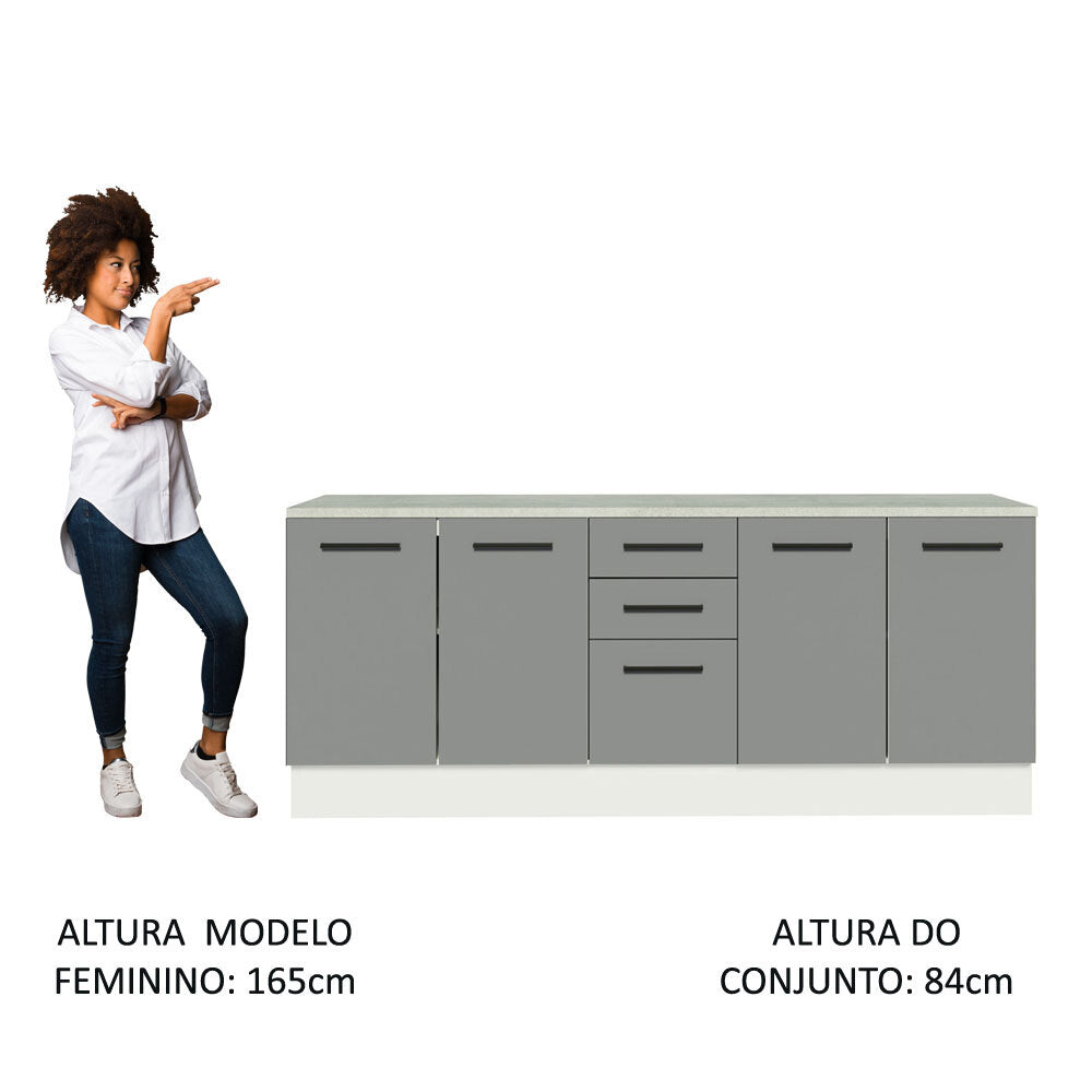 Kit con 2 Gabinetes Bajos 4 Puertas 3 Cajones Blanco/Gris Agata