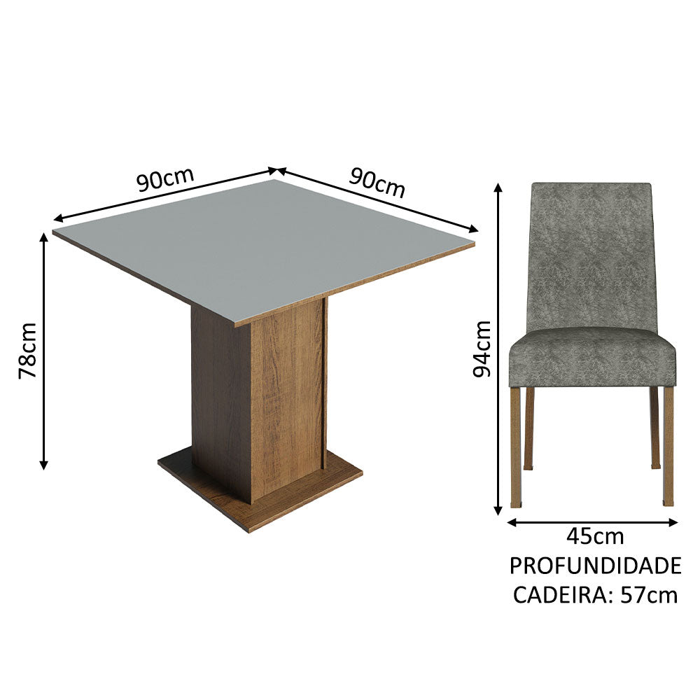 Juego de Comedor con Mesa con Encimera y 4 Sillas Marrón/Gris/Silver Karina