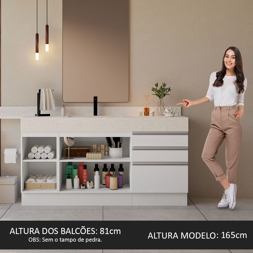 Gabinete para Baño 180cm 3 Puertas 3 Cajones Blanco