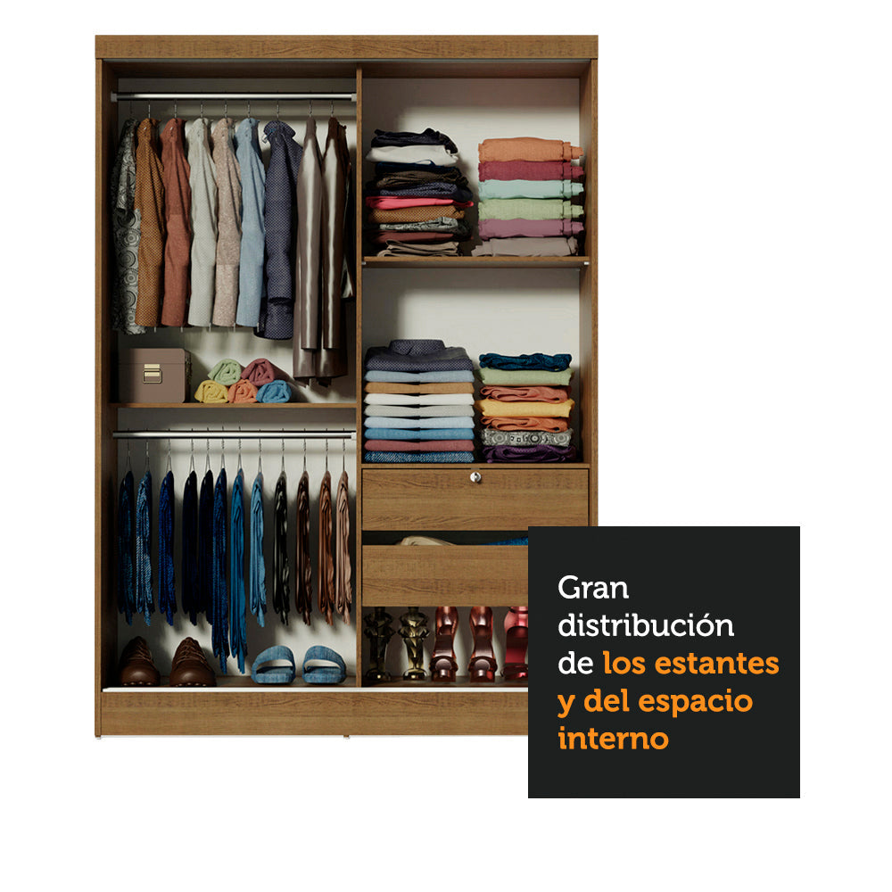 Clóset Infantil Nick 2 Puertas Corredizas con Espejo Marrón