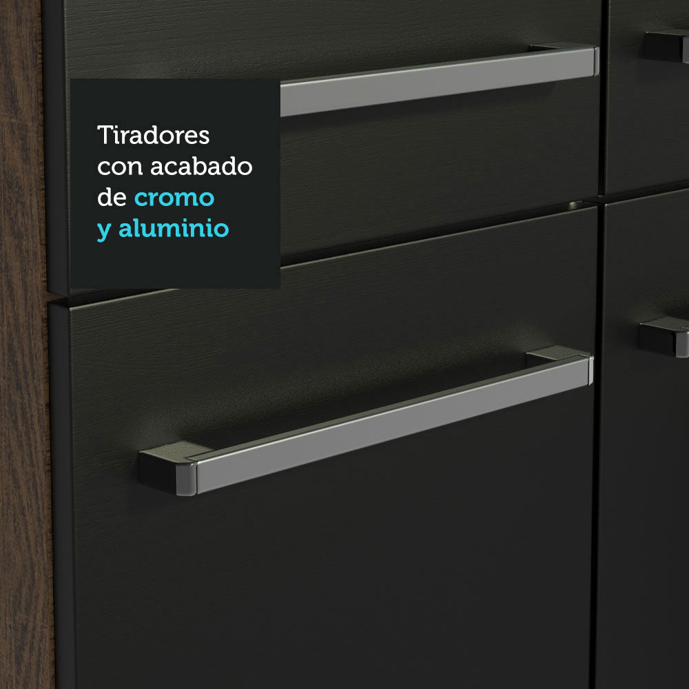 Cocina Integral Esquinera 417cm Marrón/Negro Emilly Ice 01