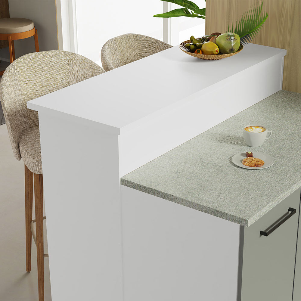 Isla de Cocina con Encimera y Gabinete Bajo 120 cm Blanco/Gris Agata