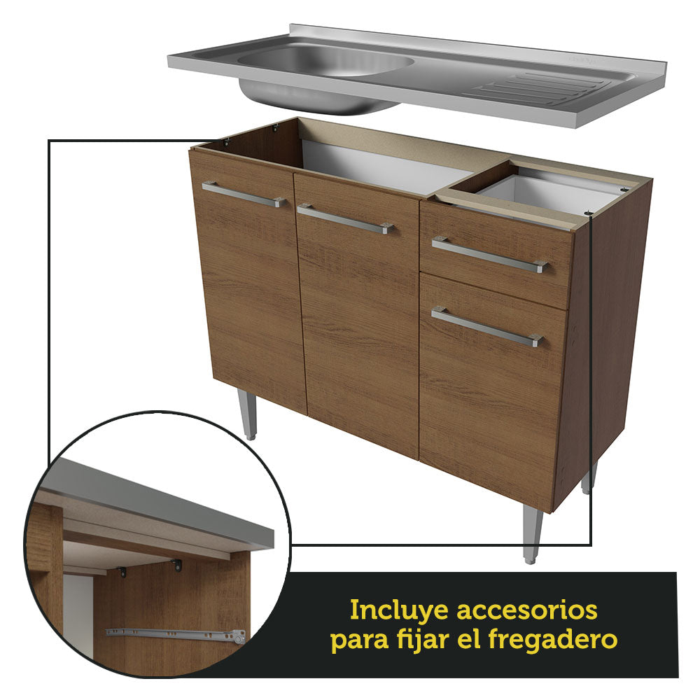 Mueble de Cocina Integral Emilly 137 cm - Con Lavadero 08