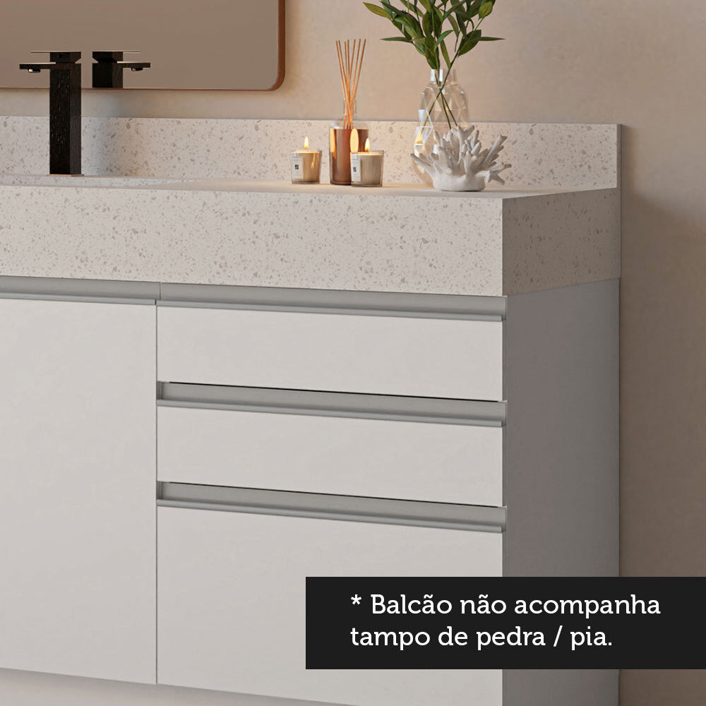 Gabinete para Baño 180cm 3 Puertas 3 Cajones Blanco