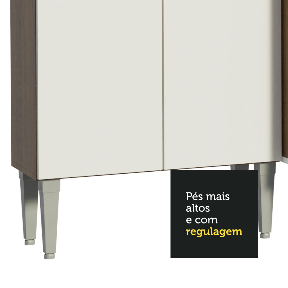 Cocina Integral Esquinera 385cm Marrón/Branco Emilly Love 01