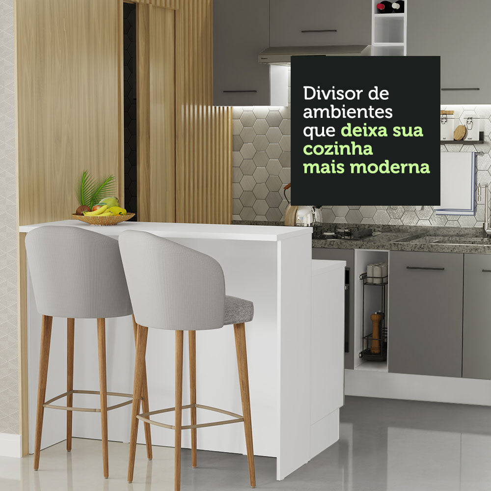 Isla de Cocina con Encimera y Gabinete Bajo 120 cm Blanco/Gris Agata