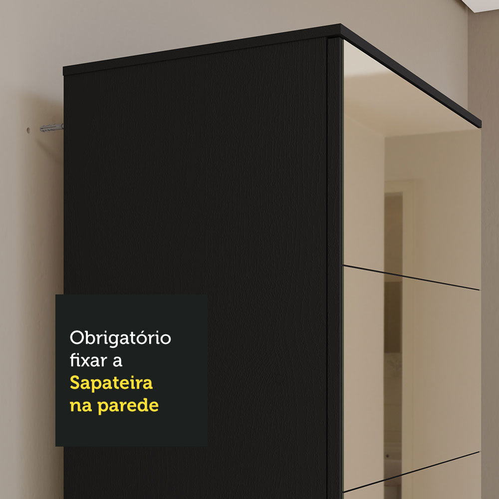 Zapatera Isis 1 Puerta con Espejo Negro