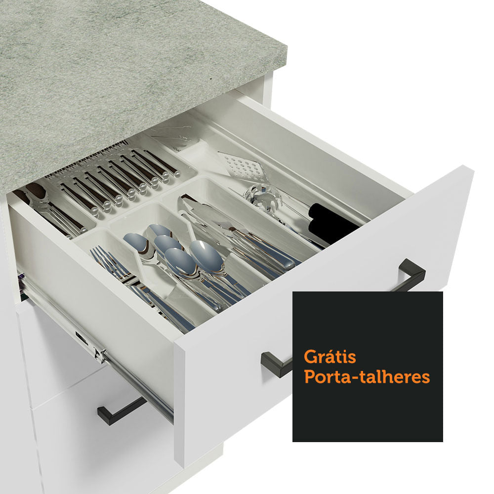 Mueble de Cocina para Lavadero 120 x 60 cm 2 Puertas y 3 Cajones (Sin Encimera) Blanco Agata