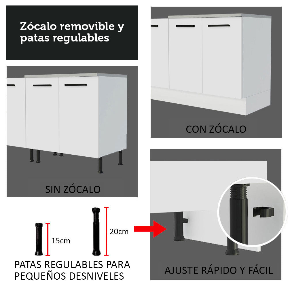 Cocina Integral Esquinera 389cm Blanco Agata 01