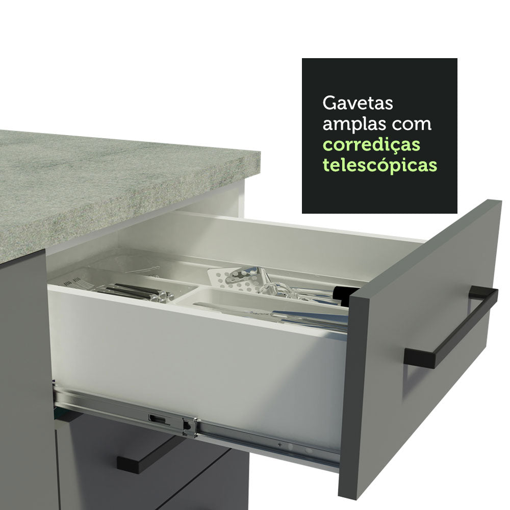 Kit con 2 Muebles de Cocina 3 Cajones y 4 Puertas (Sin Encimera Ni Lavadero) Blanco/Gris Agata 01